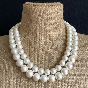 Classic Double Strand faux Pearl Necklace.